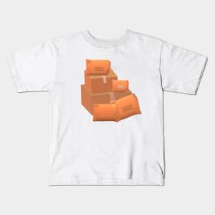 Happy Snail Mail Packages (White Background) Kids T-Shirt